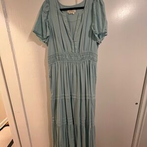 Anthropologie Light Blue Linen Somerset Dress